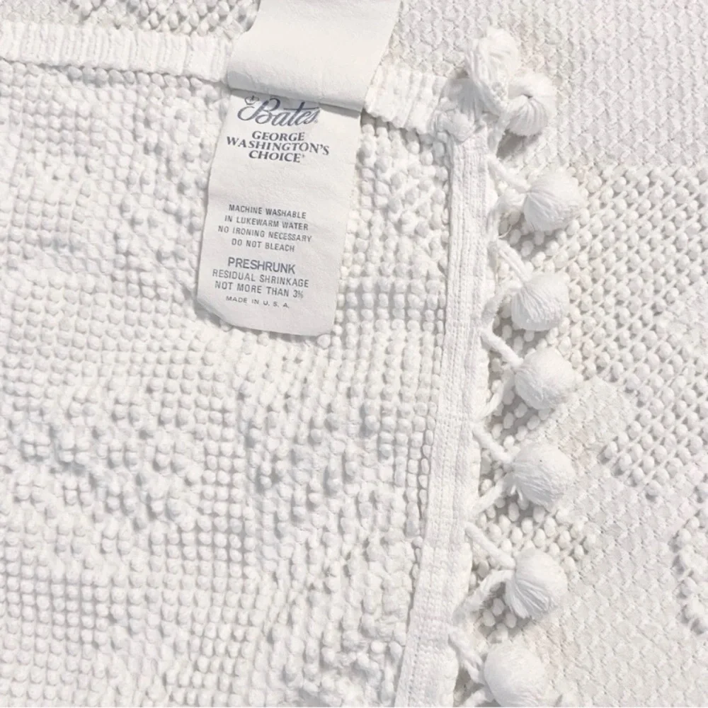 Vintage Bates Chenille Blanket White Twin Bedding